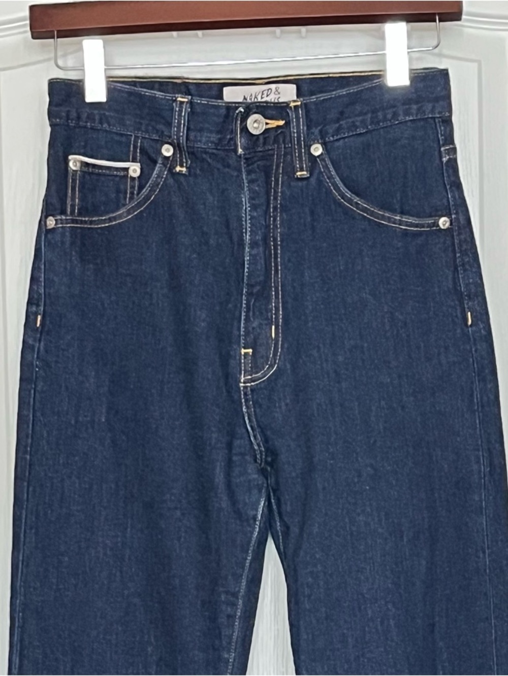 Naked & Famous Classic Fit Karui Stretch Selvedge Jeans High Rise 25 Blue Indigo - Picture 4 of 16